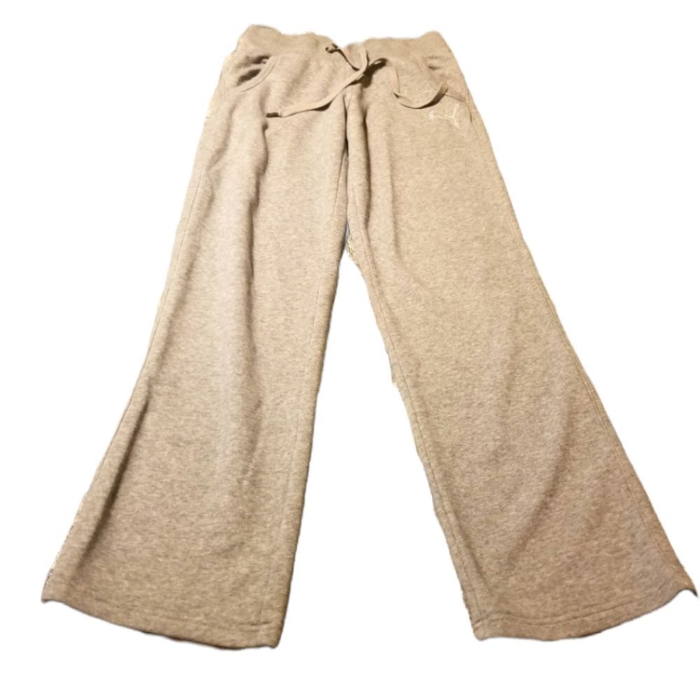 Puma Joggers Womens Small Gray Logo Relaxed Active Casual Stretch